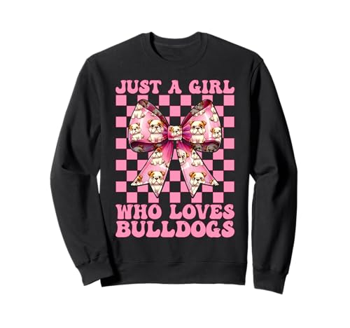 Just A Girl Who Loves Bulldogge Bulldog Kokette Schleife Sweatshirt Just A Girl Who Loves Bulldogge Bulldog Kokette Schleife Sweatshirt von Womens Pink Coquette Bow Bulldog Dog Gifts