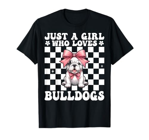 Just A Girl Who Loves Bulldogge Bulldog Kokette Schleife T-Shirt Just A Girl Who Loves Bulldogge Bulldog Kokette Schleife T-Shirt von Womens Pink Coquette Bow Bulldog Dog Gifts