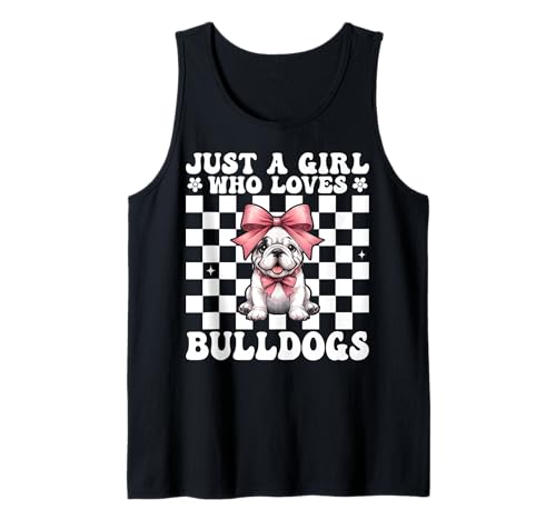 Just A Girl Who Loves Bulldogge Bulldog Kokette Schleife Tank Top Just A Girl Who Loves Bulldogge Bulldog Kokette Schleife Tank Top von Womens Pink Coquette Bow Bulldog Dog Gifts