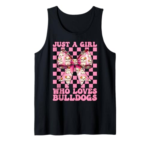 Just A Girl Who Loves Bulldogge Bulldog Kokette Schleife Tank Top Just A Girl Who Loves Bulldogge Bulldog Kokette Schleife Tank Top von Womens Pink Coquette Bow Bulldog Dog Gifts