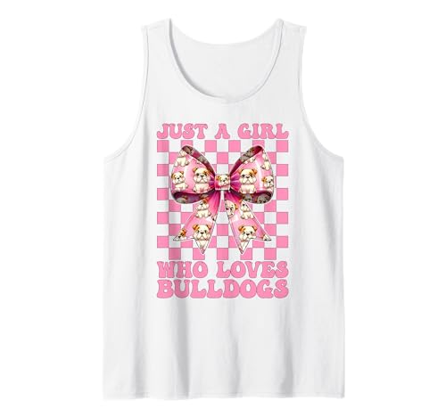 Just A Girl Who Loves Bulldogge Bulldog Kokette Schleife Tank Top Just A Girl Who Loves Bulldogge Bulldog Kokette Schleife Tank Top von Womens Pink Coquette Bow Bulldog Dog Gifts