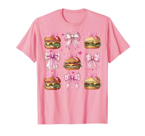 Burger Cheeseburger Hamburger Mädchen Kokette Schleife Rosa Mama T-Shirt von Womens Pink Coquette Bow Burger Cheeseburger Gifts