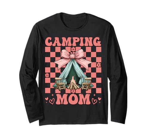 Camping Mama Camping Mama Camper Camp Muttertag Kokette Langarmshirt Camping Mama Camping Mama Camper Camp Muttertag Kokette Langarmshirt von Womens Pink Coquette Bow Camping Camper Camp Gifts