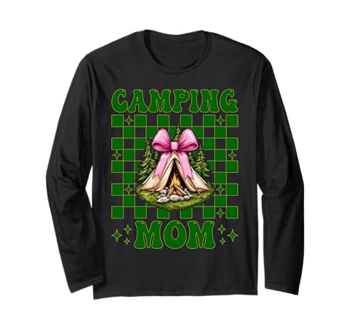 Camping Mama Camping Mama Camper Camp Muttertag Kokette Langarmshirt Camping Mama Camping Mama Camper Camp Muttertag Kokette Langarmshirt von Womens Pink Coquette Bow Camping Camper Camp Gifts