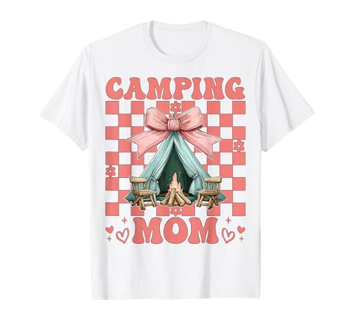 Camping Mama Camping Mama Camper Camp Muttertag Kokette T-Shirt Camping Mama Camping Mama Camper Camp Muttertag Kokette T-Shirt von Womens Pink Coquette Bow Camping Camper Camp Gifts
