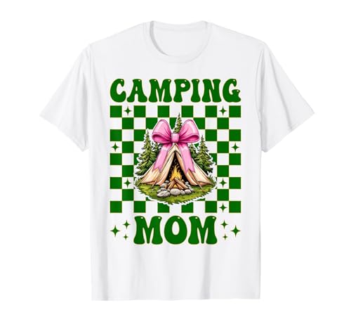 Camping Mama Camping Mama Camper Camp Muttertag Kokette T-Shirt Camping Mama Camping Mama Camper Camp Muttertag Kokette T-Shirt von Womens Pink Coquette Bow Camping Camper Camp Gifts