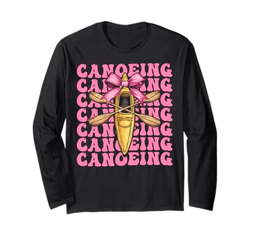 Kokette Bogen Kanu Kanu Paddeln Mädchen Mama Muttertag Langarmshirt Kokette Bogen Kanu Kanu Paddeln Mädchen Mama Muttertag Langarmshirt von Womens Pink Coquette Bow Canoeing Canoe Gifts