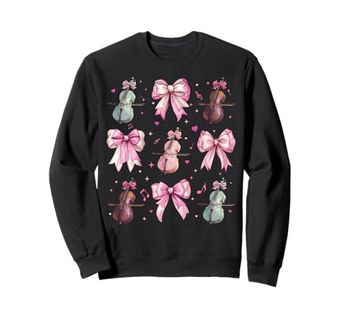 Celloinstrument Cellist Girl Coquette Bow Pink Mom Sweatshirt Celloinstrument Cellist Girl Coquette Bow Pink Mom Sweatshirt von Womens Pink Coquette Bow Cello Instrument Gifts