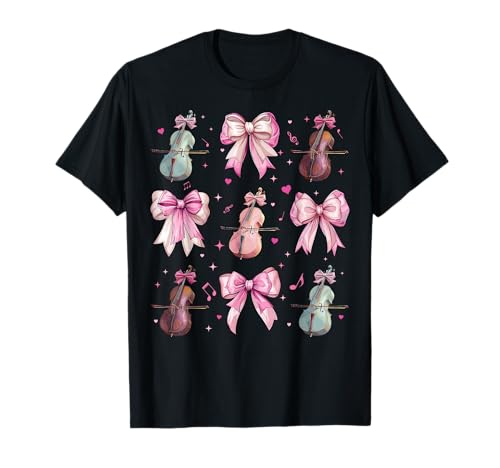 Celloinstrument Cellist Girl Coquette Bow Pink Mom T-Shirt Celloinstrument Cellist Girl Coquette Bow Pink Mom T-Shirt von Womens Pink Coquette Bow Cello Instrument Gifts