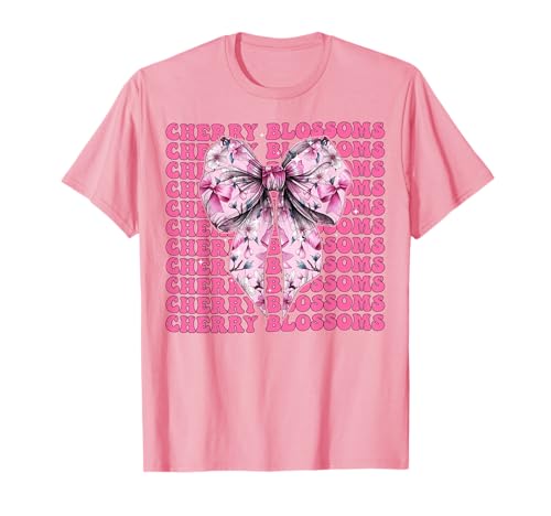 Kirschblüten Japanische Blume Ästhetische Kunst Sakura Girl T-Shirt von Womens Pink Coquette Bow Cherry Blossoms Gifts