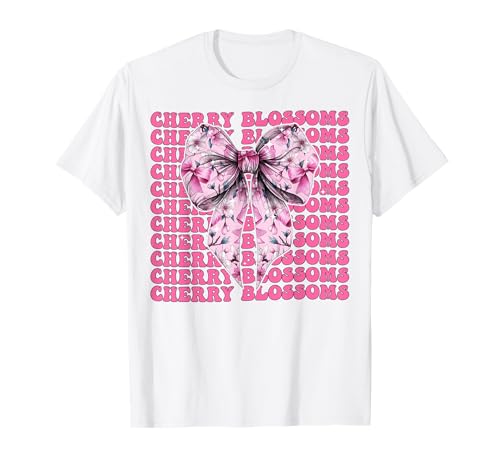 Kirschblüten Japanische Blume Ästhetische Kunst Sakura Girl T-Shirt von Womens Pink Coquette Bow Cherry Blossoms Gifts