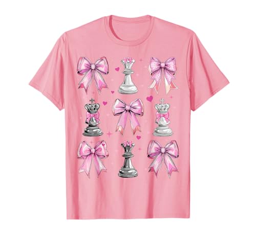 Schachspieler Master Chess Piece Girl Coquette Bow Pink Mom T-Shirt von Womens Pink Coquette Bow Chess Player Gifts