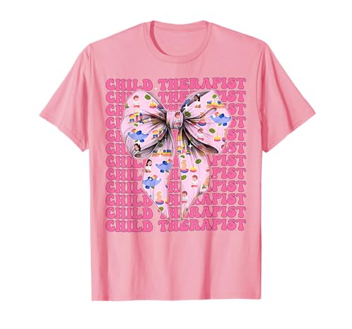 Kindertherapeutin Kindertherapie Mädchen Kokette Schleife Rosa Band T-Shirt Kindertherapeutin Kindertherapie Mädchen Kokette Schleife Rosa Band T-Shirt von Womens Pink Coquette Bow Child Therapist Gifts