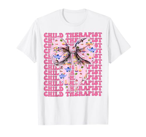 Kindertherapeutin Kindertherapie Mädchen Kokette Schleife Rosa Band T-Shirt Kindertherapeutin Kindertherapie Mädchen Kokette Schleife Rosa Band T-Shirt von Womens Pink Coquette Bow Child Therapist Gifts