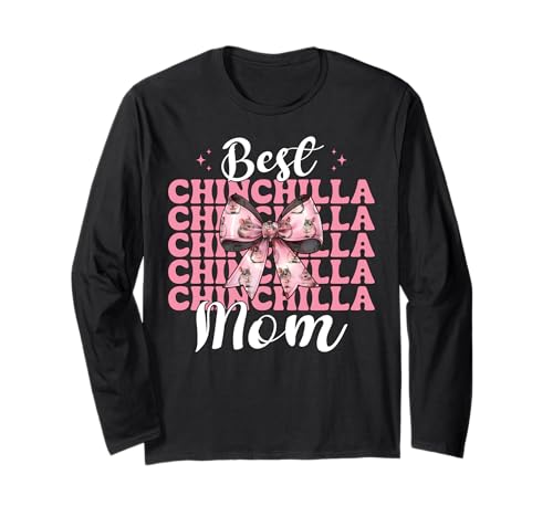 Best Chinchilla Mom Mama Muttertag Rosa Kokette Schleife Langarmshirt von Womens Pink Coquette Bow Chinchilla Pet Gifts