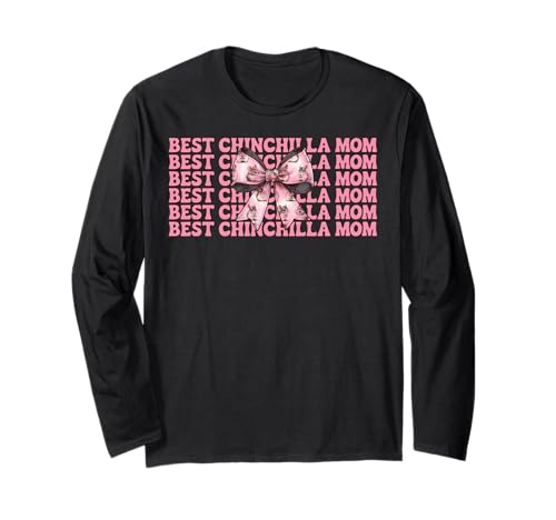 Best Chinchilla Mom Mama Muttertag Rosa Kokette Schleife Langarmshirt von Womens Pink Coquette Bow Chinchilla Pet Gifts