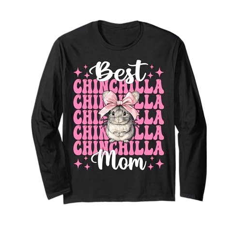 Best Chinchilla Mom Mama Muttertag Rosa Kokette Schleife Langarmshirt von Womens Pink Coquette Bow Chinchilla Pet Gifts