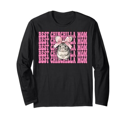 Best Chinchilla Mom Mama Muttertag Rosa Kokette Schleife Langarmshirt von Womens Pink Coquette Bow Chinchilla Pet Gifts