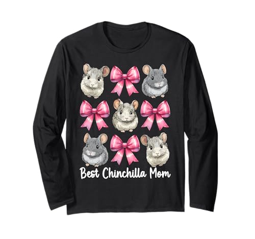 Best Chinchilla Mom Mama Muttertag Rosa Kokette Schleife Langarmshirt von Womens Pink Coquette Bow Chinchilla Pet Gifts