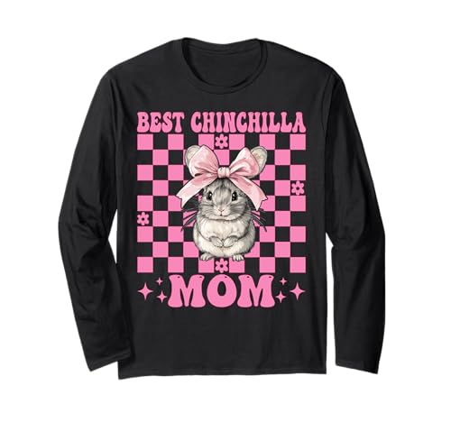 Best Chinchilla Mom Mama Muttertag Rosa Kokette Schleife Langarmshirt von Womens Pink Coquette Bow Chinchilla Pet Gifts