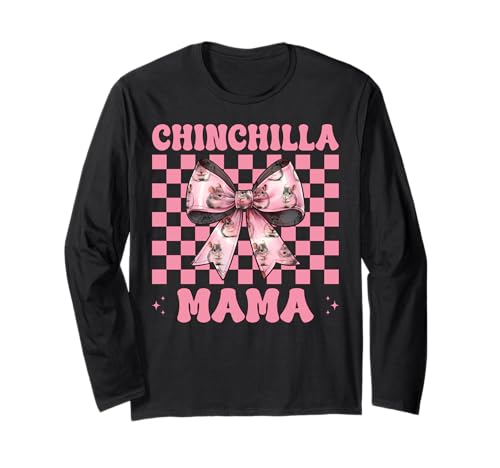 Chinchilla Mama Mama Muttertag Rosa Kokette Schleife Langarmshirt von Womens Pink Coquette Bow Chinchilla Pet Gifts