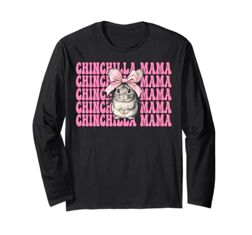 Chinchilla Mama Mama Muttertag Rosa Kokette Schleife Langarmshirt von Womens Pink Coquette Bow Chinchilla Pet Gifts