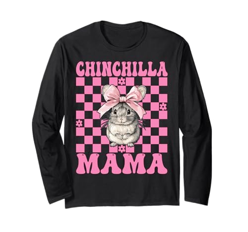 Chinchilla Mama Mama Muttertag Rosa Kokette Schleife Langarmshirt von Womens Pink Coquette Bow Chinchilla Pet Gifts