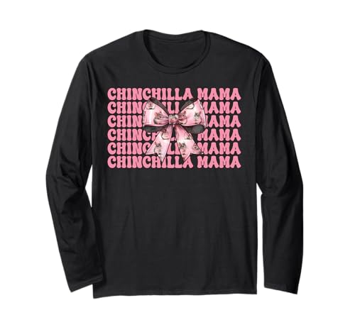 Chinchilla Mama Mama Muttertag Rosa Kokette Schleife Langarmshirt von Womens Pink Coquette Bow Chinchilla Pet Gifts