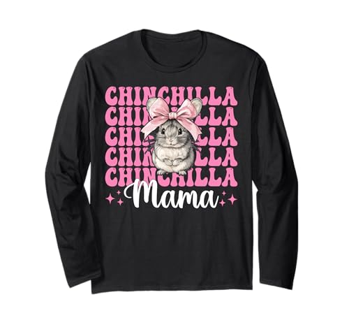 Chinchilla Mama Mama Muttertag Rosa Kokette Schleife Langarmshirt von Womens Pink Coquette Bow Chinchilla Pet Gifts