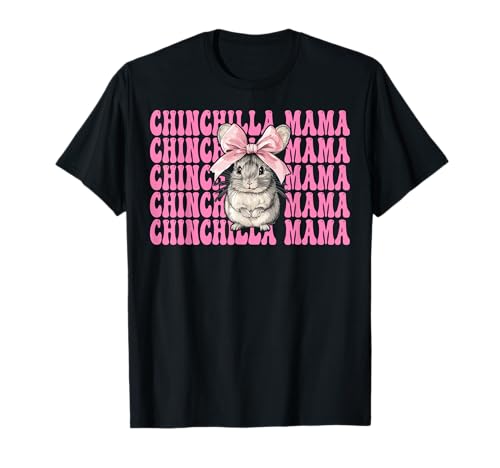 Chinchilla Mama Mama Muttertag Rosa Kokette Schleife T-Shirt von Womens Pink Coquette Bow Chinchilla Pet Gifts
