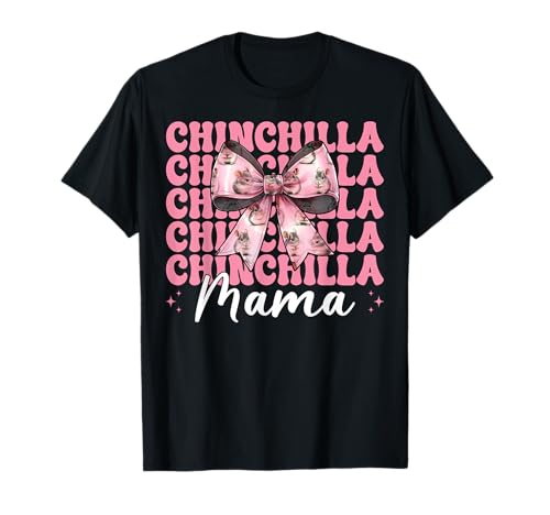 Chinchilla Mama Mama Muttertag Rosa Kokette Schleife T-Shirt von Womens Pink Coquette Bow Chinchilla Pet Gifts