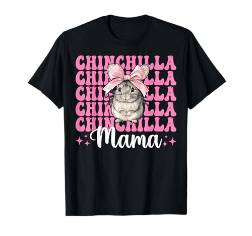 Chinchilla Mama Mama Muttertag Rosa Kokette Schleife T-Shirt von Womens Pink Coquette Bow Chinchilla Pet Gifts