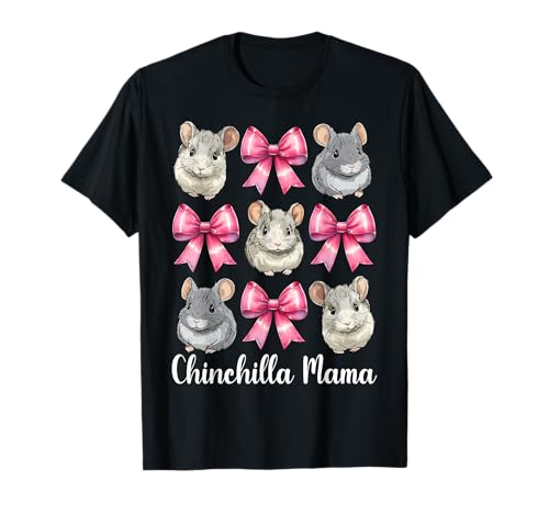Chinchilla Mama Mama Muttertag Rosa Kokette Schleife T-Shirt von Womens Pink Coquette Bow Chinchilla Pet Gifts
