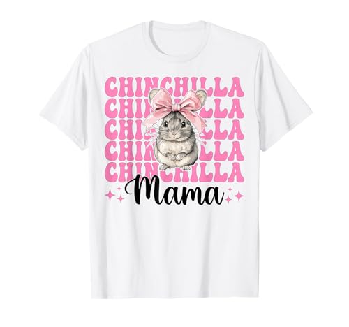 Chinchilla Mama Mama Muttertag Rosa Kokette Schleife T-Shirt von Womens Pink Coquette Bow Chinchilla Pet Gifts