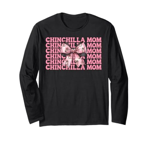 Chinchilla Mom Mama Muttertag Rosa Kokette Schleife Langarmshirt von Womens Pink Coquette Bow Chinchilla Pet Gifts