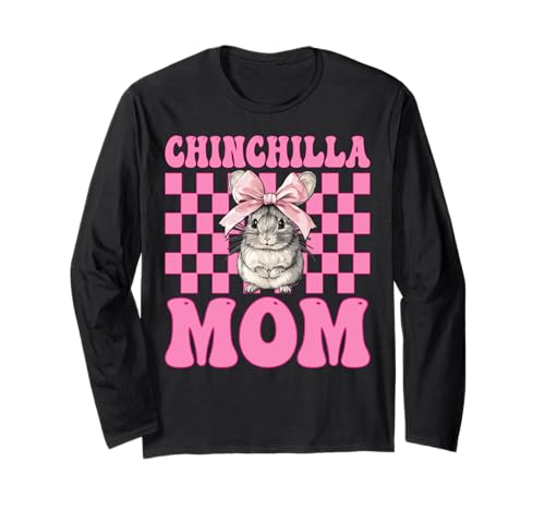 Chinchilla Mom Mama Muttertag Rosa Kokette Schleife Langarmshirt von Womens Pink Coquette Bow Chinchilla Pet Gifts