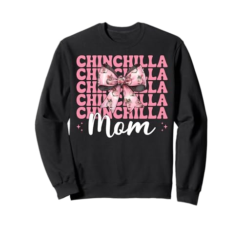 Chinchilla Mom Mama Muttertag Rosa Kokette Schleife Sweatshirt von Womens Pink Coquette Bow Chinchilla Pet Gifts