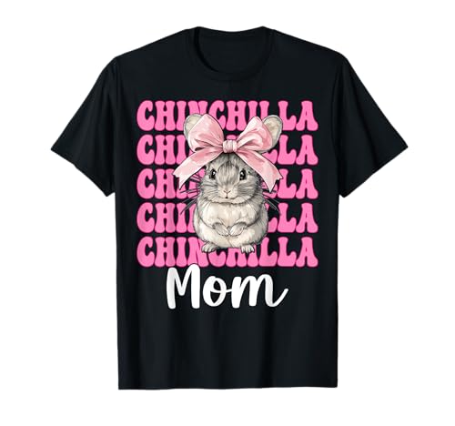 Chinchilla Mom Mama Muttertag Rosa Kokette Schleife T-Shirt von Womens Pink Coquette Bow Chinchilla Pet Gifts