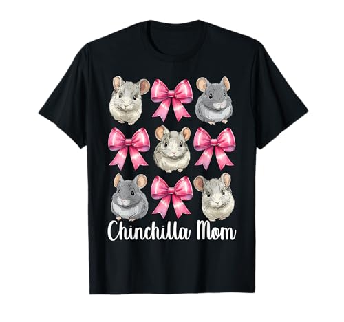 Chinchilla Mom Mama Muttertag Rosa Kokette Schleife T-Shirt von Womens Pink Coquette Bow Chinchilla Pet Gifts