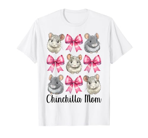 Chinchilla Mom Mama Muttertag Rosa Kokette Schleife T-Shirt von Womens Pink Coquette Bow Chinchilla Pet Gifts