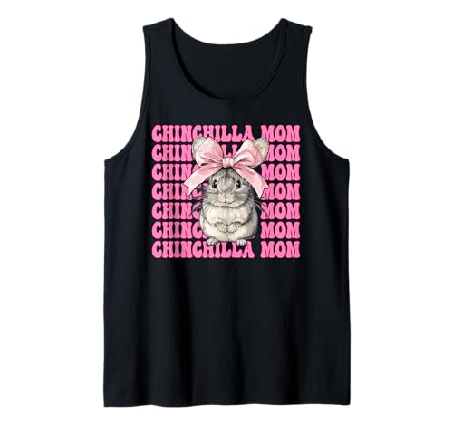 Chinchilla Mom Mama Muttertag Rosa Kokette Schleife Tank Top von Womens Pink Coquette Bow Chinchilla Pet Gifts