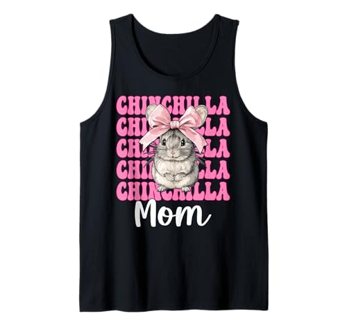Chinchilla Mom Mama Muttertag Rosa Kokette Schleife Tank Top von Womens Pink Coquette Bow Chinchilla Pet Gifts