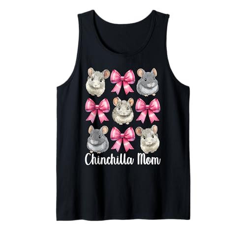 Chinchilla Mom Mama Muttertag Rosa Kokette Schleife Tank Top von Womens Pink Coquette Bow Chinchilla Pet Gifts