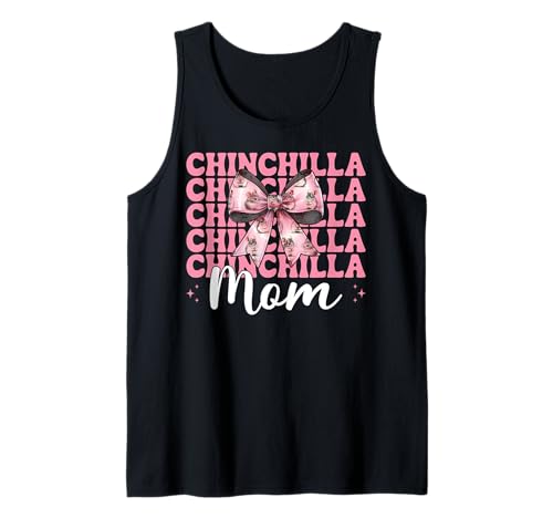 Chinchilla Mom Mama Muttertag Rosa Kokette Schleife Tank Top von Womens Pink Coquette Bow Chinchilla Pet Gifts