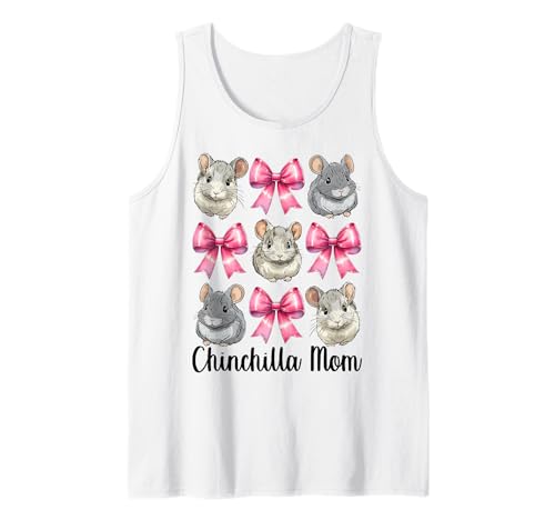 Chinchilla Mom Mama Muttertag Rosa Kokette Schleife Tank Top von Womens Pink Coquette Bow Chinchilla Pet Gifts