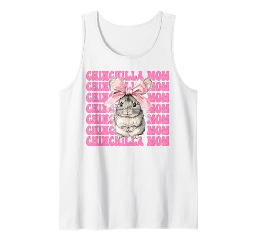 Chinchilla Mom Mama Muttertag Rosa Kokette Schleife Tank Top von Womens Pink Coquette Bow Chinchilla Pet Gifts