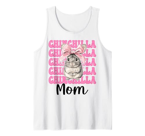 Chinchilla Mom Mama Muttertag Rosa Kokette Schleife Tank Top von Womens Pink Coquette Bow Chinchilla Pet Gifts