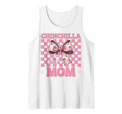 Chinchilla Mom Mama Muttertag Rosa Kokette Schleife Tank Top von Womens Pink Coquette Bow Chinchilla Pet Gifts