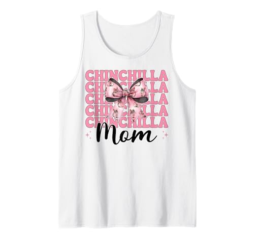 Chinchilla Mom Mama Muttertag Rosa Kokette Schleife Tank Top von Womens Pink Coquette Bow Chinchilla Pet Gifts