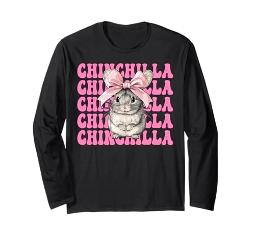 Chinchilla Pet Girl Mom Rosa Kokette Schleife Langarmshirt von Womens Pink Coquette Bow Chinchilla Pet Gifts